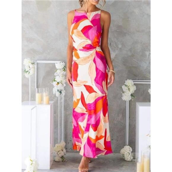 Printed Backless Sleeveless Maxi Dress - Picture 12 of 15